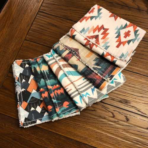 Western Mountain Burp Cloth | Cowboy Baby Shower Gift | Rustic Baby Burp Cloth | 8x21” Cotton Chenille Burp Rag | Adventure Nursery