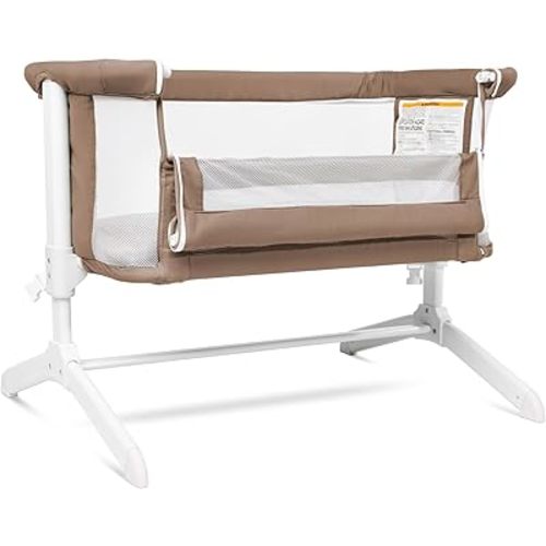 Baby Delight Beside Me Serenity Bassinet | Lightweight Bedside Sleeper & Baby Bassinet | 7-Position Height Adjustment | 100% GOTS Certified Organic Cotton Fabric | Organic Mocha
