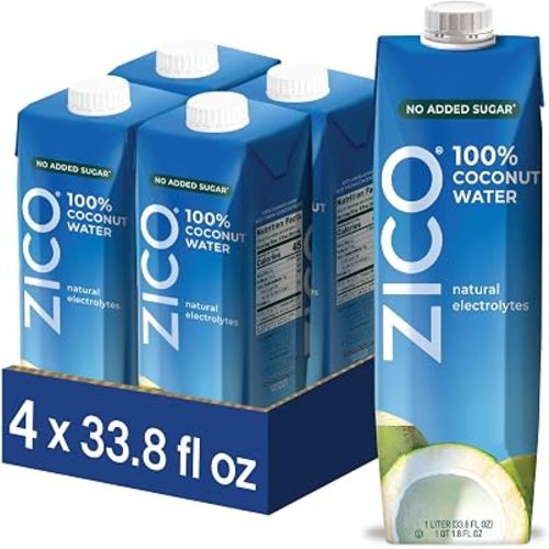 ZICO 100% Coconut Water with No Added Sugar, 33.8 fl oz (Pack of 4)
