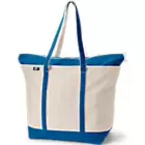 Extra Large 5 Pocket Zip Top Long Handle Canvas Tote Bag