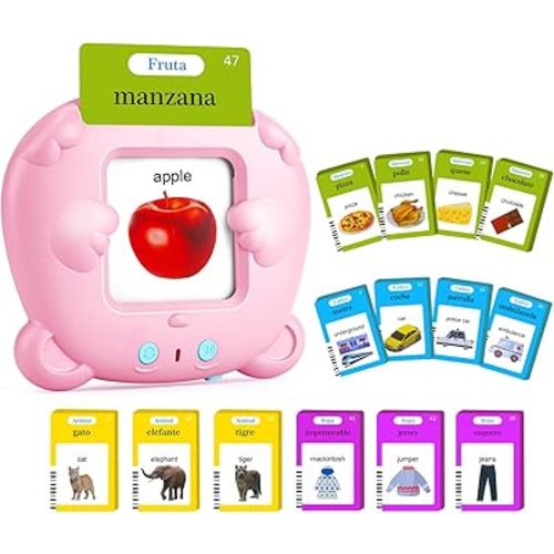 Spanish & English Talking Flash Cards for Kids, 510 Sight Words Bilingual Flash Cards, ABC & Number Learning Toys, Montessori Toys, Speech Therapy Toys, Children's Sensory Preschool Birthday Gifts