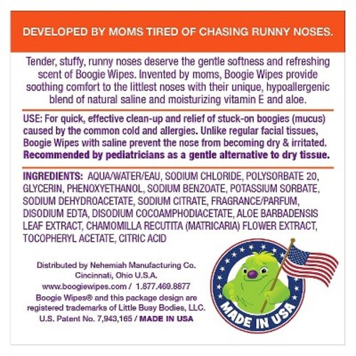 Boogie Wipes Saline Nose Wipes Fresh Scent - 90ct