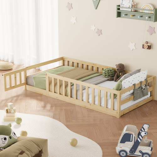Ludwig Pine Wood Single Bed with Safety Gate