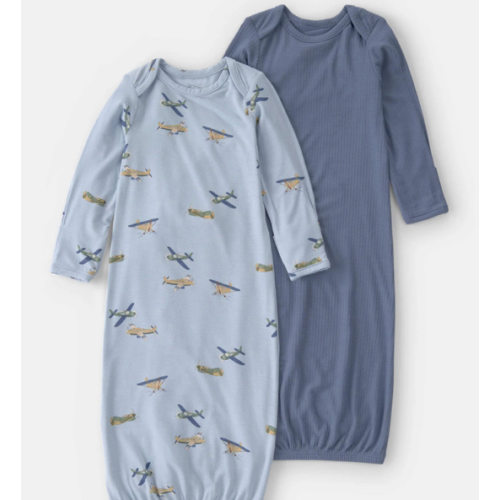 Baby Boy 2-Pack Plane PurelySoft Sleeper Gowns - Blue | Carter's