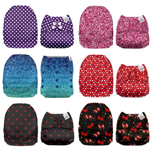 Mama Koala 1.0 Cloth Diapers for Babies, 6 Pack Pocket Shell Only (NO Inserts) - One Size Washable and Reusable Pocket Diapers for Newborns and Toddlers - 160088