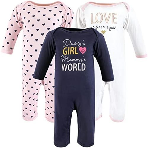 Hudson Baby Girls Unisex Cotton Coveralls, Love At First Sight, 0-3 Months, Love At First Sight, 0-3 Months US