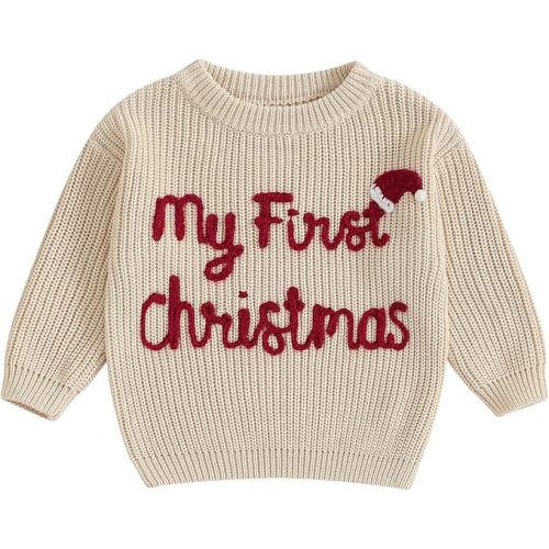 MoZiKQin Baby Christmas Outfit Boy Girl First Christmas Sweater Infant Toddler Knit Ugly Sweaters Fall Winter Clothes