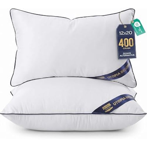 Utopia Bedding Throw Pillow Inserts (Pack of 2, White), 12 x 20 Inches Decorative Indoor Pillows for Sofa, Bed, Couch, Cushion Sham Stuffer