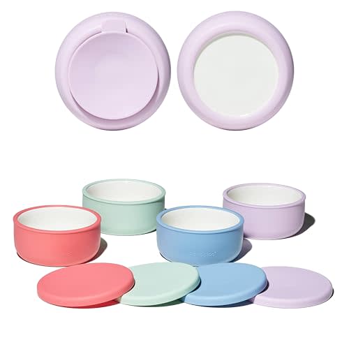 Porcelain Kids Bowls with Removable Silicone Sleeve & Lid – Strong Suction Base, Microwave & Dishwasher Safe, Toddler-Proof, Non-Slip Ceramic Feeding Bowls for Babies & Toddlers (Set of 4)