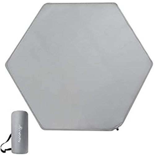 Minnebaby Hexagon Playpen Mattress Compatible with Regalo Play Yard, Self Inflating Playard Mattress Pad, Comfortable and Portable Mat with Carry Bag - Grey
