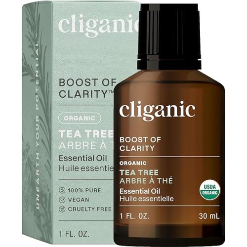 Cliganic Organic Tea Tree Essential Oil, 100% Pure Natural, for Aromatherapy | Non-GMO Verified (Packaging May Vary)
