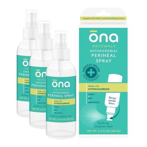 Ona Renewals Hypochlorous Acid Perineal Spray, Postpartum Essentials, Antimicrobial Cleansing Anti Itch Spray, Soothing Perineal Cleanser, 3.4 fl oz (Pack of 3)