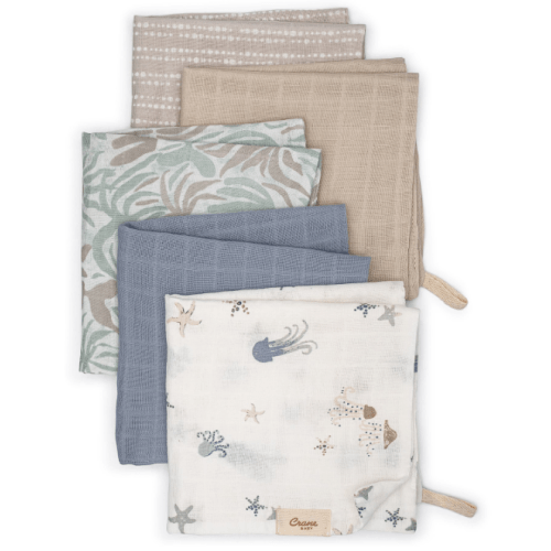 Crane Baby Cove Sea Life Cotton Washcloth (Set of 5)