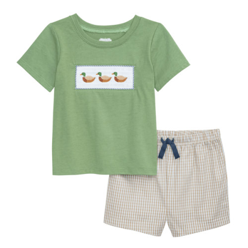 Smocked Duck Short Set | Small 12-18M for Babies | Mud Pie
