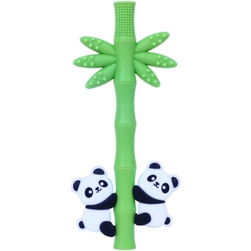 Baby Teether Toy Panda Shape Silicone Teething Toys for Babies 0-24 Months, Chew Toys for Infants Teething Relief, Hollow Tube Toothbrush Head for Gum Massage and Self-Brushing Training, Easy to Grip