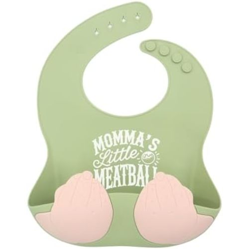 Teasin' Teethers Funny Italian Silicone Baby Bib with Pocket Food Catcher for Toddlers and Infants Funny Baby Bib Gift