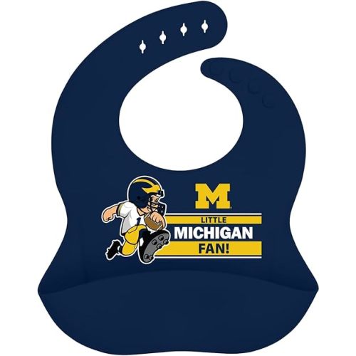 Baby Fanatic Michigan Silicone Bib - Premium Quality, Educational, and Fun Activity for Kids and Families - Great Gift Idea for Holidays, Birthdays, and Everyday Playtime – Soft Silicone Baby Bib