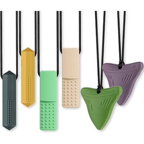 Silicone Pendant Oral Motor Aids Teething Necklace, Sensory Chewy Necklaces for Children with ADHD, Austism, SPD