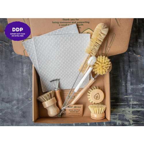Zero Waste Kitchen Brush Set | Best Value Cleaning Tool Kit | Dish Soap Bar | Plastic-free & Eco-friendly Products | Gift For Mom | Plantish