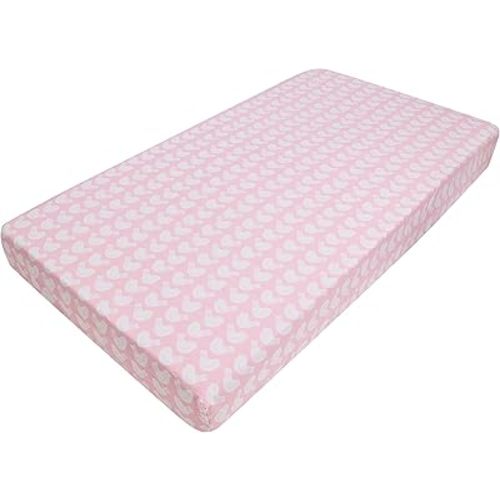 Pink Birds Nursery Crib Sheets Baby Girl Cotton Baby Crib Sheet 1PC (White Pink Birds)