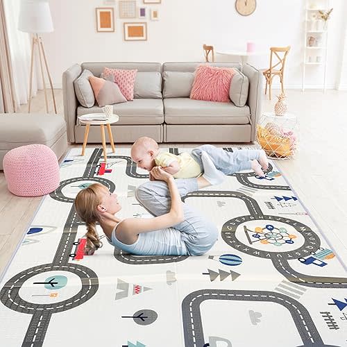 Baby Play Mat 79x59 in – Extra Large Foldable Foam Playmat for Babies & Toddlers, Waterproof, Non-Toxic, Reversible Tummy Time Mat, Soft Baby Floor Mat for Crawling & Learning to Walk