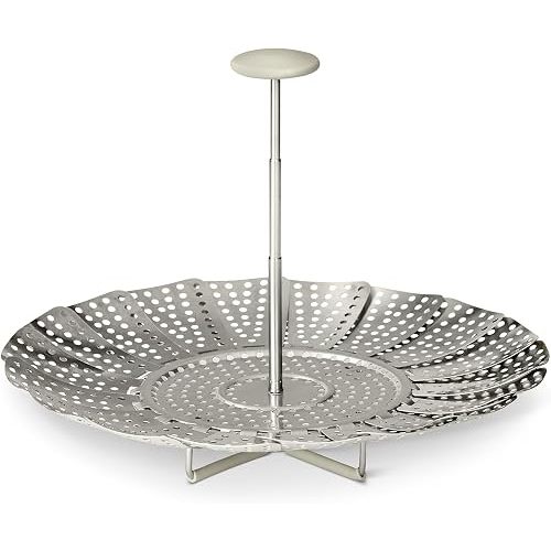 Amazon Basics Extendable Steamer Basket for Vegetables, Dumplings and Seafood, Expands from 5.6 to 9.25 in., Stainless Steel, Dishwasher-Safe