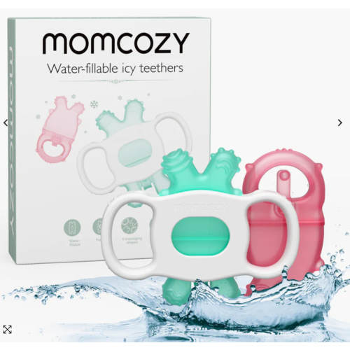 Momcozy Water Fillable Teether (Green and Pink 2 Pcs)