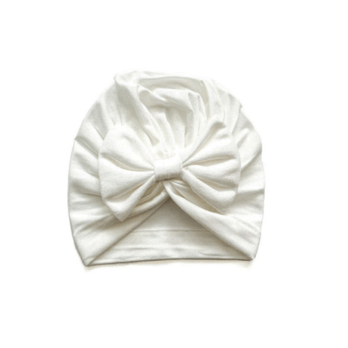 Solid White Bamboo Baby Bow Hat