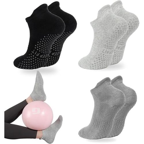 Grip Pilates Socks Non Slip Athletic Yoga Socks with Grips for Women Grippy socks for Hospital Workout Barre