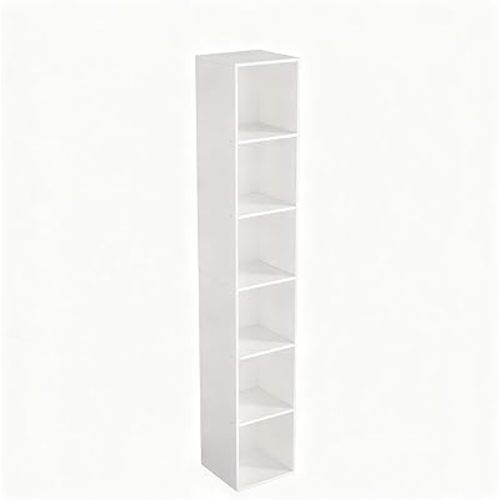 White Cube Shelf, 6 Cube Storage Organizer, 6-Tier Freestanding Low Bookshelf, Modern Cube Shelf for Living Room, Bedroom, Kids Toys, Home Office, Multi-Purpose Tall Cube Storage Furniture