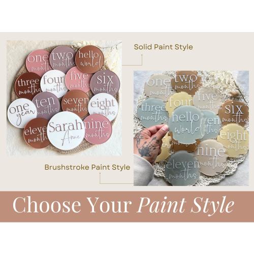 Earthy Tones Acrylic Baby 4" Milestone Marker for Baby First Year, Monthly Baby Photo Prop