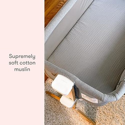 Newton Baby Fitted Sheets for Bassinet & Bedside Sleeper, Essential Bassinet (2-Pack) - Ultra-Breathable, Washable and Ultra-Soft, 100% Muslin, 19" x 35" - Grey