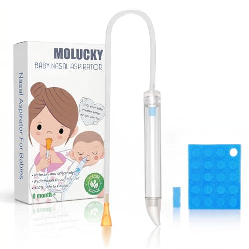 Baby Nasal Aspirator with 24 Replacement Filters | Soft Silicone Tip Nose Sucker for Newborns and Toddlers, Quick Relief from Congestion - BPA-Free Transparent Mucus Extractor