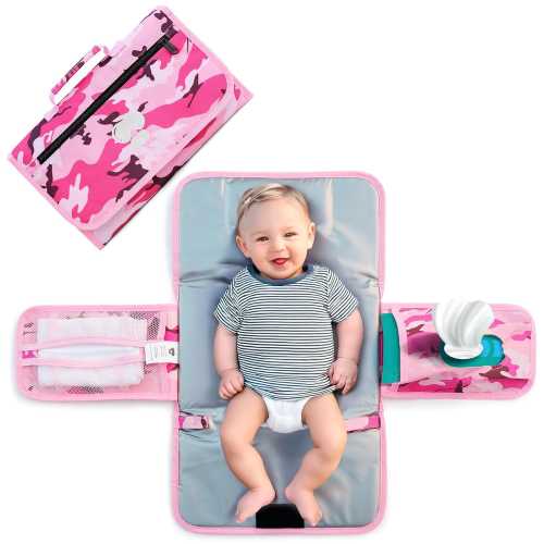 Pink Camo Portable Baby Changing Pad | Waterproof Travel Diaper Mat