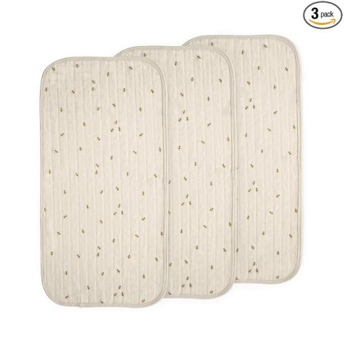 mushie Water Repellent Changing Pad Liners | Cotton (Bees Combo) | 3 Pack, Water repellent, Machine washable, Fits in diaper bag