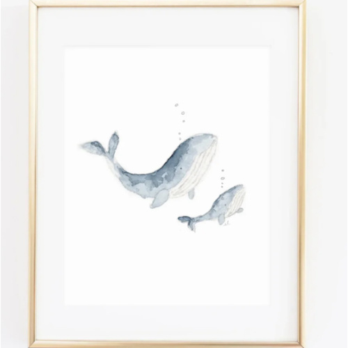 mama + baby whale watercolor wall art print – emily lex studio
