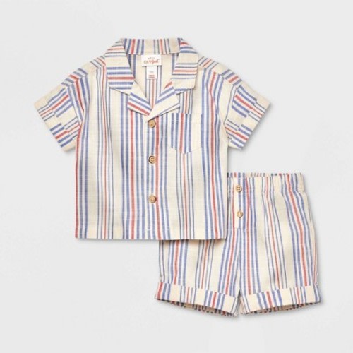 Baby Boys' Striped Gauze Top & Bottom Set - Cat & Jack™ Off-white