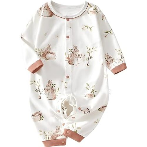 Cherie Kids 100% Organic Cotton Soft 3-24 Months Unisex Footless Newborn Baby Sleepers Pajamas Romper Boys Girls Long Sleeve