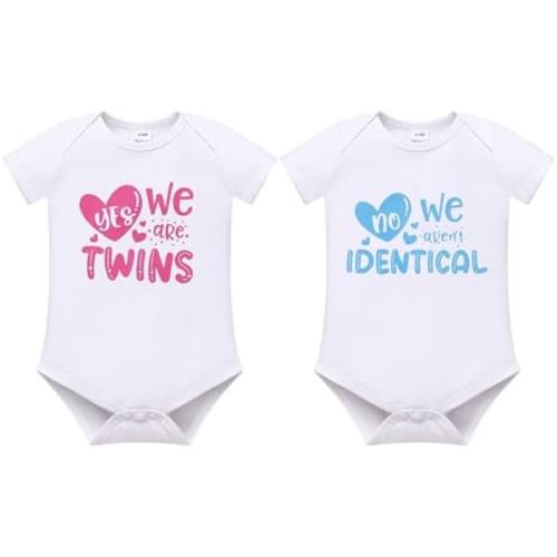 AWIBMK Baby Twins Romper Boys Girls Twin Matching Outfits Clothes 2pcs Set Newborn Infant Toddler Hospital Coming Home