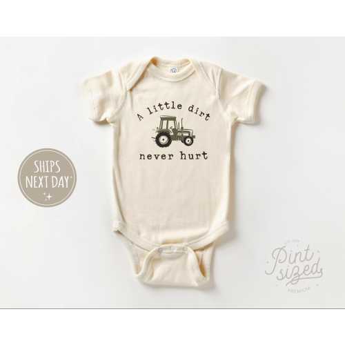 A Little Dirt Never Hurt Baby Bodysuit - Trendy Farm Baby Boy Bodysuit - Tractor Baby Boy Bodysuit - Country Boy Onesie®