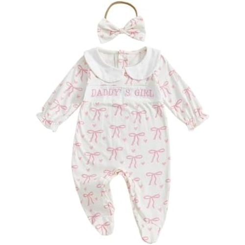 Newborn Baby Girl Going Coming Home Outfit Long Sleeve Ruffle Romper Cute Jumpsuit Fall Winter Smocked Clothes