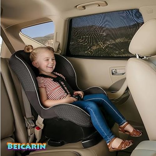 Car Window Sun Shade Cover for Babies and Kids - 2 Pack Breathable Mesh Rear Side Window Shade Sunshade UV Protection for Baby Kids Pet Size M, Mosquito Net Curtain Fit for Most(95%) of Cars, Cover Full Window