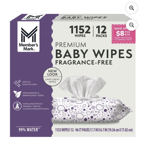Member's Mark Premium Baby Wipes, Fragrance Free, 12 pk., 1152 Wipes - Sam's Club