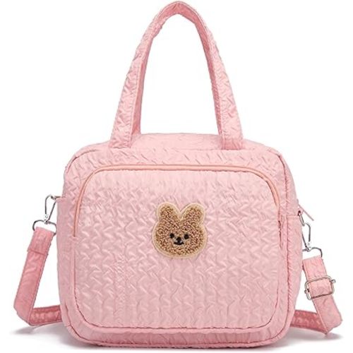 Small Diaper Bag Tote, Crossbody Diaper Bag Mini Purse with 8 Pockets, Travel Baby Bag for boys & Girls, 2 Insulated Pockets, Pink