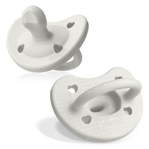 Chicco PhysioForma Luxe Orthodontic Pacifier 0-6 Months, 4-Pack Multicolor | One-Piece 100% Soft Silicone, Supports Breathing, Textured Shield & Handle, Included Sterilizing Case, BPA Free