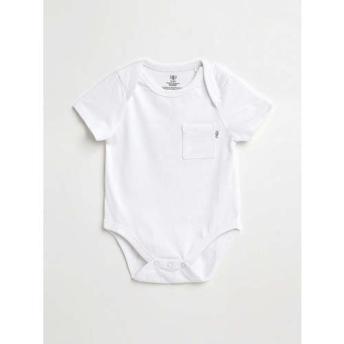 White Prayer Pocket Short Sleeve Bodysuit Cotton – Holy Pals