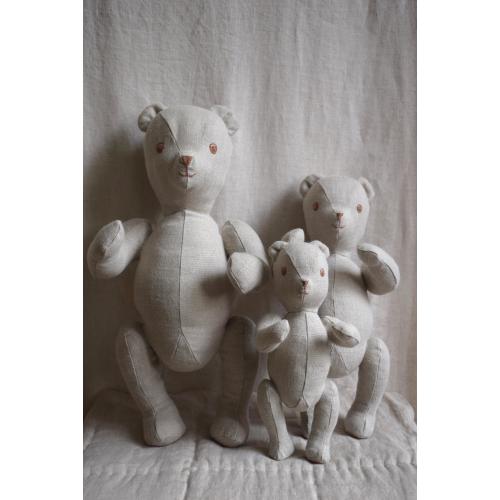 Handsewn Linen Teddy Bear: Natural Montessori Baby Toy