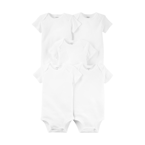 Carter's Short Sleeve Bodysuit (5 Pack) - White, 0-3 M