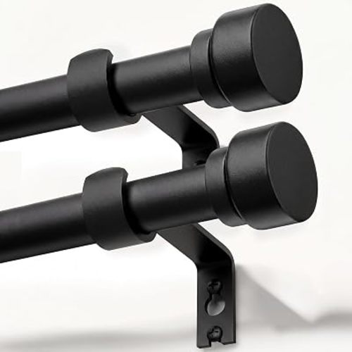 Lootkell 2 Pack Matte Black Curtain Rods for Windows 28-48 Adjustable