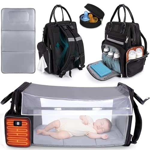 Award-Winning Large Diaper Bag with Changing Station – Eco-Friendly Evergreen Winner Large Diaper Bag Backpack w/ Heated Bottle Pockets, Premium All-in-One Backpack, Baby Essentials, Parents Gift